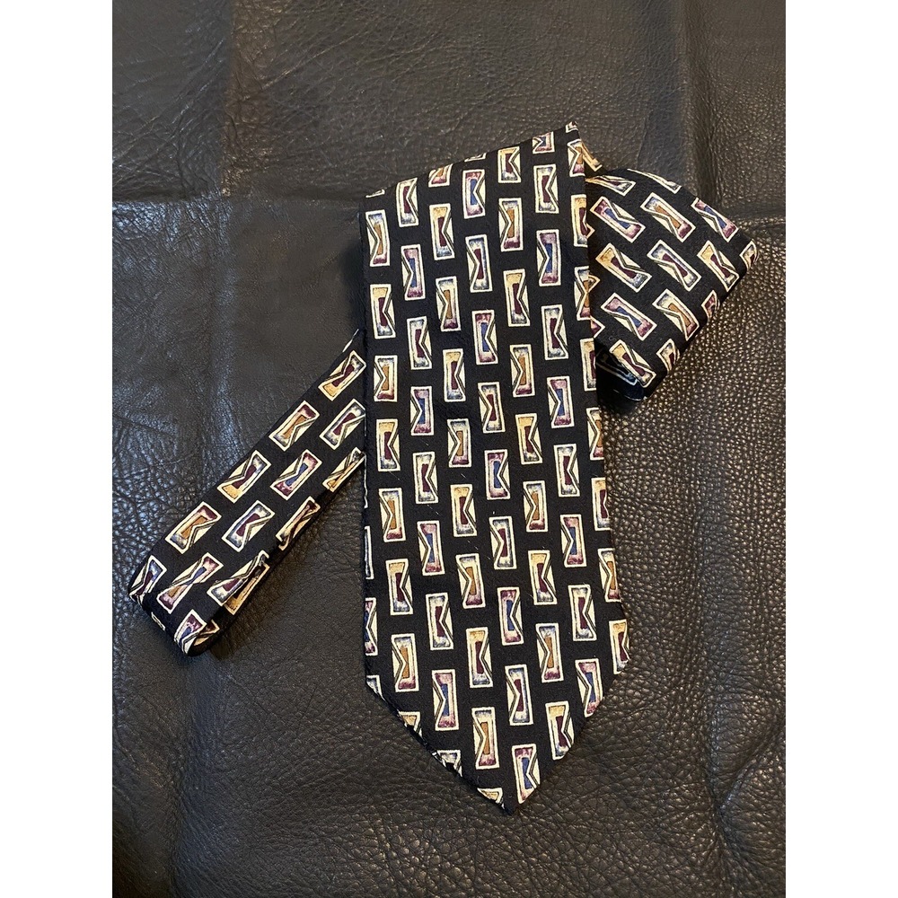 LT Designs 100% Silk Necktie Made in Italy Power Tie Geometric Design Classic